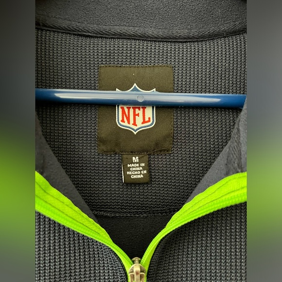 NFL Seattle Seahawks Blue Jersey Mens Size Medium Zip Long Sleeve Blue - Picture 8 of 10